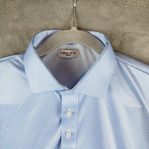 NWOT Collars And Co Blue Houndstooth Dress Collar Polo Shirt Mens Medium Golf